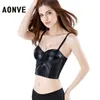 Aonve Steampunk Corset Bra Tops Leather Pu Bralette Push Up Bras For Women Waist Trainer Slimming Underwear Short Top J190701