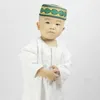 Roupas étnicas roupas crianças muçulmano islâmico abaya dubai kaftan jubba thobe eid mubarak oração criança 13 anos de idade meninos vestes 70100cm1