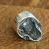 Partihandel-Sterling Silver Höga detaljer Skull Ring Mens Biker Punk Ring TA118 US storlek 7 till 15