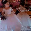 Flower Girl Dresses Spaghetti Ruffles Hand made Flowers Lace Tutu Vintage Little Baby Gowns for Communion Boho Wedding