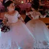 Flower Girl Dresses Spaghetti Ruffles Hand made Flowers Lace Tutu Vintage Little Baby Gowns for Communion Boho Wedding