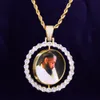 Custom Made Po Rotating double-sided Medallions Pendant Necklace cuban LINK Chain Zircon Men's Hip hop Jewelry 2x1 65 inch271Q