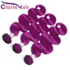 Mixed 3pcs Purple Body Wave Brazilian Virgin Human Hair Weave Soft Wavy Pre Colored Sew In Extensions Cheap Purple Machine Double 1802281