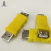 300PCS / Lot USB-kontakt Gul färg USB 2.0 En manlig kontakt till en kvinnlig jackadapter AM till AF USB-omvandlare