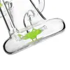 9,5 pouces vert unique verre Bong recycleur narguilé Dab forme de plate-forme et plates-formes pétrolières en ligne Perc 14 mm Joint Bongs conduites d'eau percolateur