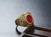 Vintage Stainless Steel Official United States US Army Ring Retro Gold Military USA Rings Jewelry Red Black Blue Green CZ stone