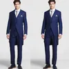 Marynarki wojennej smokinii smokingu jeden przycisk Slim Fit Garnitury dla Mężczyzn Groomsmen Trzy kawałki Prom Party Groom Nosić