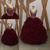 Vintage Bury Quinceanera Dresses Embroidery Beaded Ruffles Sexy Hollow Back Sleeveless V Neck Sweet Prom Party Ball Gown Custom Made