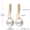 Fashion Pearl Earrings Imitation Dangle Earrings Zircon Bridal Wedding Drop Earrings For Women Girls Rose Gold Color Gift Party Jewelry