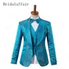 Gwenhwyfar 2019 nouveaux costumes pour hommes 3 PCS Blue élégantes petites fleurs Business Tuexdos robe de soirée de mariage Casual Slim Suit (veste + veste + pantalon)
