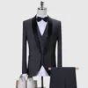 Modny jeden guziki Groomsmen szal Lapel Groom Tuxedos Men Suits Wedding/Prom/Dinner Man Blazer (kurtka+spodnie+krawat+kamizelka) A194