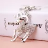 Animal Goat Keychains Silver Gold Color Rhinestone Crystal Paved Pendant Car Key Chains Metal Alloy Lobster Clasp Keyring Holders