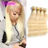 Indian Virgin Haar 613 # Blonde Human Hair Extensions 4 Bundels Rechte Ruwe Menselijk Haar Inslagen Rechte 613 # Vier Stukken