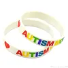 Autism Dad and Mom Silicone Bracelets Black White Color Rubber Band Silicone Wristband Bracelet Jelly Bangle for Kids Women Men Jewelry Gift