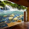 Foto Papel de parede do 3D Stereo Cachoeira Água corrente Natureza Paisagem Mural HD estilo chinês Non-Woven Decor Papel de Parede