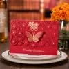 (30 pièces/lot) carte d'invitation de mariage rouge chinoise traditionnelle d'outre-mer découpée au Laser invitations de mariage papillon CX017