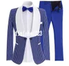 Um Botão Preto / Azul / Azul Marinho Polka Dot Noivo Smoking Xaile Lapela Homens Ternos 2 peças de Casamento / Baile / Jantar Blazer (Jacket + Calça + Gravata) W801