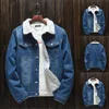 Men Jacket And Coat Trendy Warm Fleece Denim Jacket Winter Fashion Mens Jean Outwear Male Cowboy Plus Size