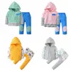 Kids Drsigner Clothes Boys Striped Patched Clothing Sets Girls Long Sleeve Casual Hoodies Tops Suits Baby Sweatshirts Jackets Pants C7208