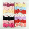 Девушки узел мяч повязки малыша бантик Bow Baby Turban 3PCS / Card Младенческие эластичные волосы набор дети аксессуары для волос 20 цветов