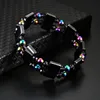 Regenbogen-Magnet-Hämatit-Armband, mehrschichtiges Armband, Armreif, Manschetten, Damenarmbänder, Modeschmuck