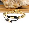 New Clear Cz Cylinders Crown Braiding Men Bracelet Whole 6mm Top Quality Brass Beads Party Gift Jewelry2807
