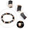 Simple Vintage Resin Bead Women Bracelet Bamboo Shape Black Gallstone Beaded Bracelets Chinese Style Meditation Wristband Men Yoga