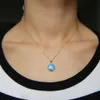 feu de gros-bleu pierre précieuse opale 2018 star mer bijoux de plage d'été gravé nouvelle conception unique 925 collier géométrique en argent sterling