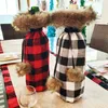 Christmas Red Black Plaid Bottle Cover Xmas Champagne Bottle Cover Red Black Cloth Wines Bottles Sleeve Christmas Decorations