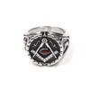 Titanium en acier inoxydable Fashion Cool Nouveau rétro Freemason Masonic Ring Red Crystal Master Sun Moon Mason Ring Men Femmes