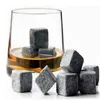 900ピースの高品質の天然ウイスキーの石の涼しいウイスキーロックソープストーンアイスキューブベルベットの収納袋