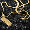 Roestvrij stalen ketting Iced Out Golden Bar Shape Hanger Round Box Chain Fortune Charm Necklace Hip Hop Mens Christmas Gift7212993
