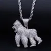 Gioielli hip-hop Collana con ciondolo gorilla Oro argento Colore Bling Zircone cubico Collana animale da uomo per regalo