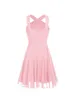 Womens Chiffon Wide Shoulder Straps Criss-Cross Straps Evening Party Prom Gown Bridesmaid Short Dress