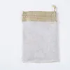 10x15 cm Jute naturel cordon cadeaux sacs Double couche haute qualité lin bijoux pochettes Hesse rustique fête de mariage faveurs sac pochette Bur