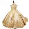 Goldperlen applizierte 2019 neue Art-Ballkleid-Prinzessin-Festzug-Kleider für kleine Mädchen für Kinder, kleine Baby- und Kinder-Camouflage-Blumenmädchen273l