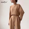 Casual Brown camisas de manga larga de las señoras O Cuello sólido Oficina blusa de moda de primavera y verano 2020 blusas para mujer Tops de color caqui femenino