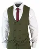 Winter Handsome New Olive Green 3 Pieces Tweed Men's Wedding Suit Slim Fit Notched Lapel Groom Wear Real Picture Blazer(Jacket+Vest+Pants)