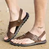 Gorące Sprzedaż-Hoes Zewnętrzne Kapcie Skórzane Mężczyźni Sandały Beach Casual Sandalias Klapki Slip On Male Buty