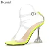 Kcenid Summe nouveau PVC femmes sandales sexy talons clairs bride à la cheville transparente talons hauts sandales de fête femmes chaussures grande taille 35-42