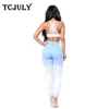 TCJULLY NEW Blue White Gradient Повседневная джинсы для женщин HORE разорванные тощий толчок карандаш брюки с высокой талией стрейч тонкие джинсы