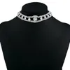 Wholesale-fashion designer luxury glittering crystal gothic vintage leather cute bow ribbon statement collar choker necklace for woman