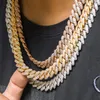 12mm Pong Cuban Link Choker Pełny Lukrowy Out Chain Dad Jewelry