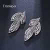 Emmaya Elegant Leaf Shaped Cubic Zirconia Crystal Bridal Long Earrings Luxury Wedding Jewelry for Brides Party Gift CX200606262g