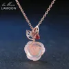 Lamoon Rose Flower 9mm 100% Natural Gemstone Rose Quartz Chain Necklace 925 Sterling Silver Jewelry Rose Gold Plated Lmni025 SH190727