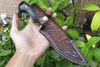 Outdoor Survival Hunting Knife High Carbon Steel Satin Bowie Blade Full Tang Ebony Handle Fixed Blades Knives Leather Sheath