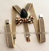 Moda Bambini banda bretella elastica per bambini Bretella casual ragazzi a forma di Y cinture regolabili con fibbia liscia + plaid Papillon 2 pezzi set Y2587