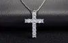 Silver Color Cross Pendant Necklace with Austria Crystal Zircon Allergy Free Women Necklaces Wedding Jewelry WN56