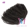 Brezilyalı 4A 4B 4C 140g Doğal Renk Horsetail Afro Kinky Kıvırcık Düz Elastik Bant Remy Bakire İnsan Saç Uzantıları Drawstring Ponytail