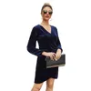 Cross-border high-end women's boutique Korean velvet explosion models temperament commuter dress V-neck dress child